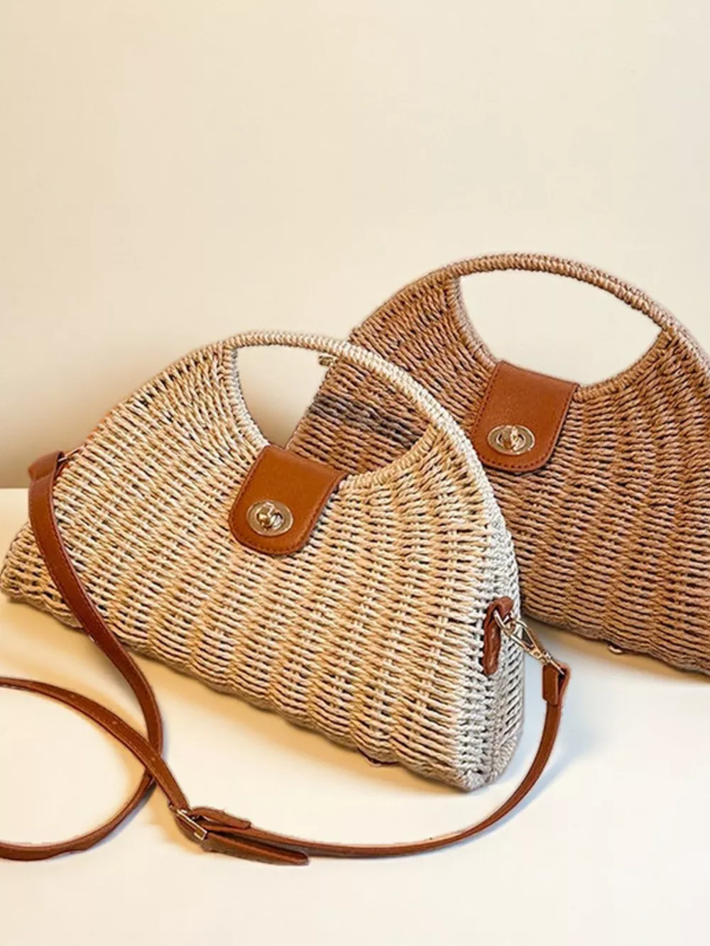 Straw Woven Adjustable Strap Crossbody Bag, image 2