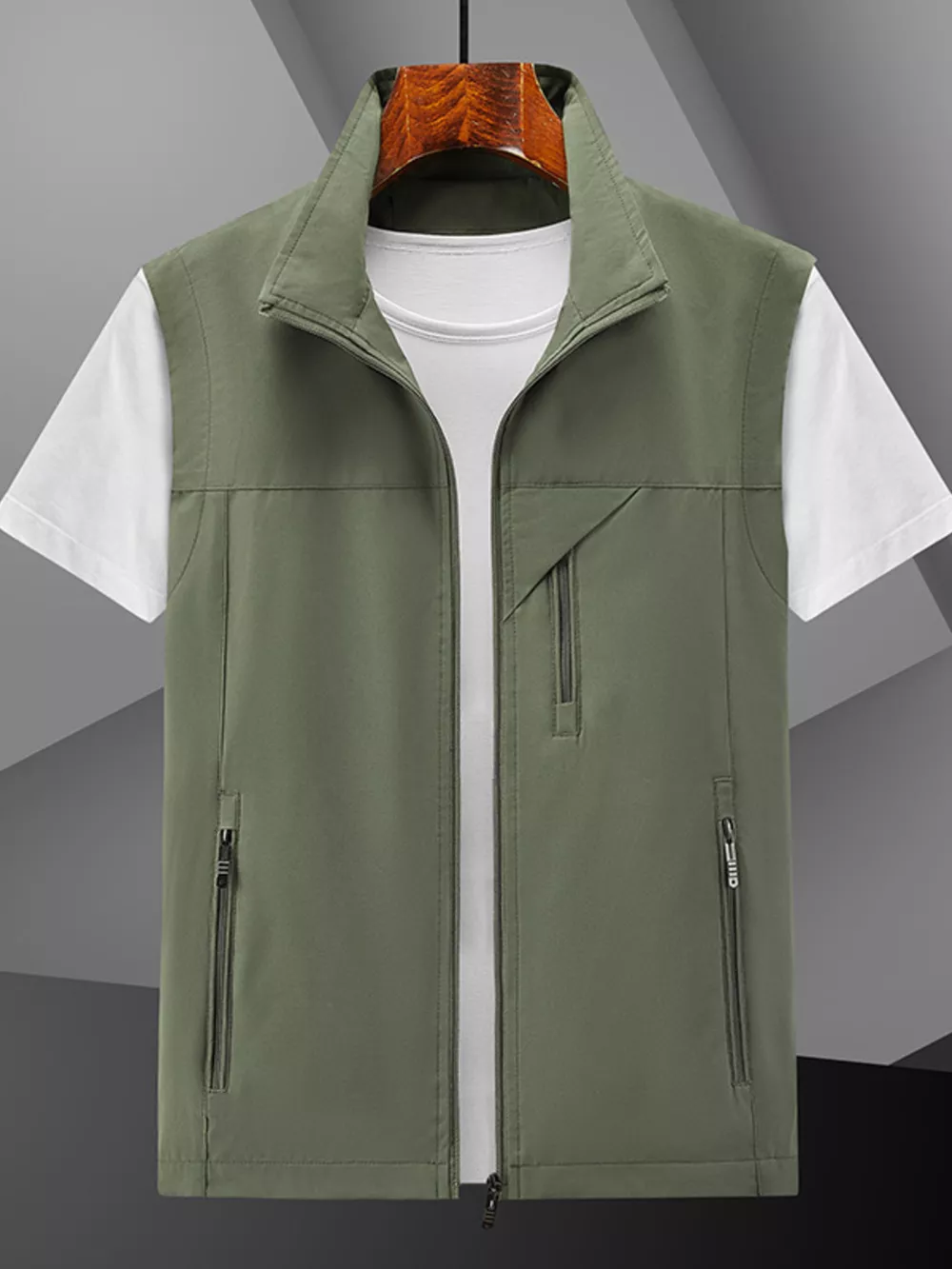 Men's Plus Size Casual Lightweight Zip-Up Vest