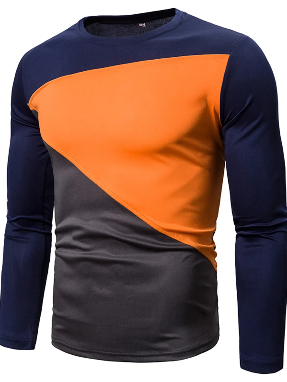 Men's Full Size Color Block Long Sleeve T-Shirt Plus Size, image 9