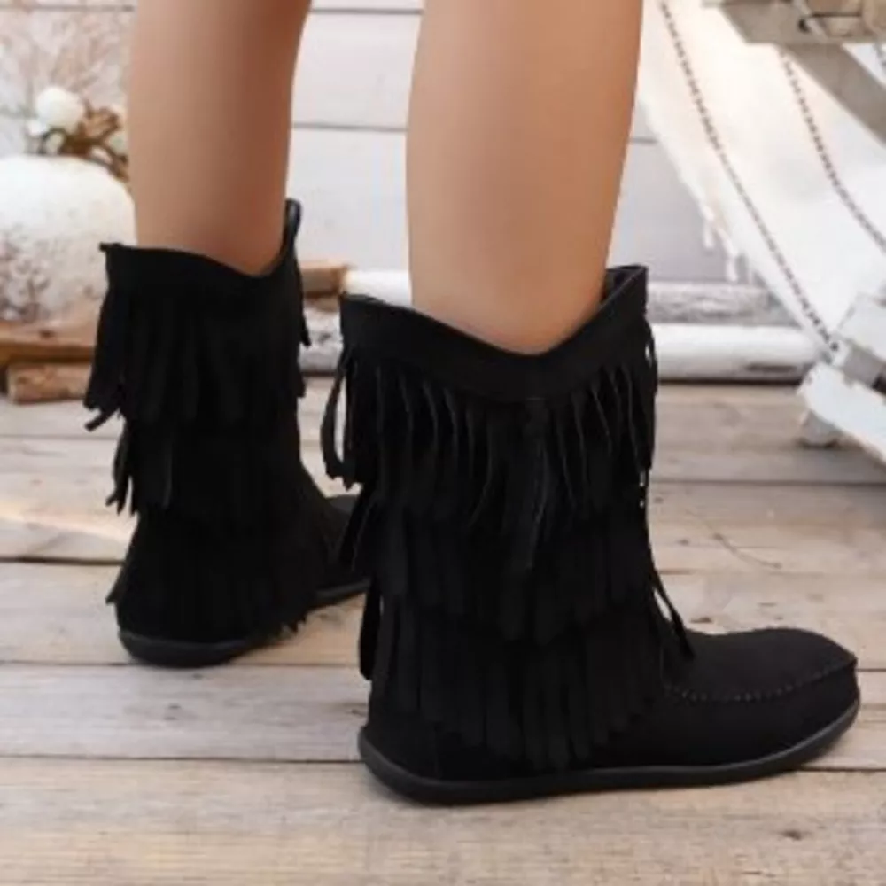 Fringe Round Toe Boots, image 3