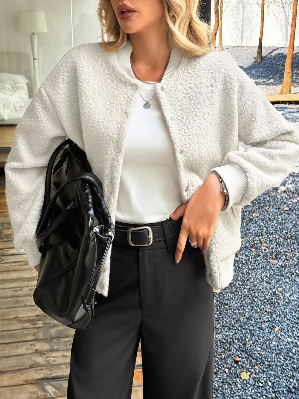 Snap Down Dropped Shoulder Jacket, image 7