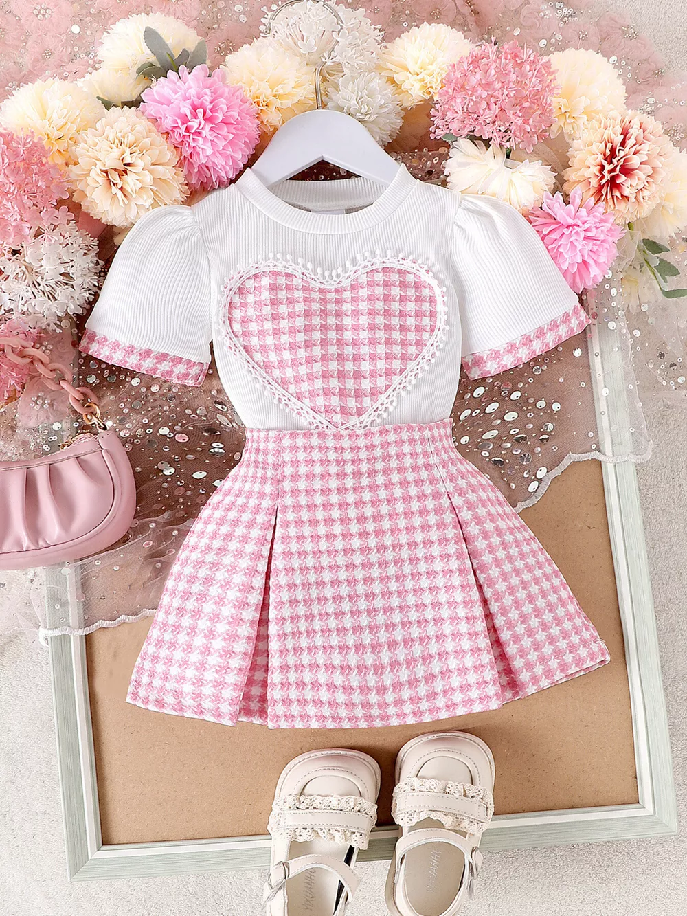 Children's Heart Short Sleeve Top and Skirt Set, image 2