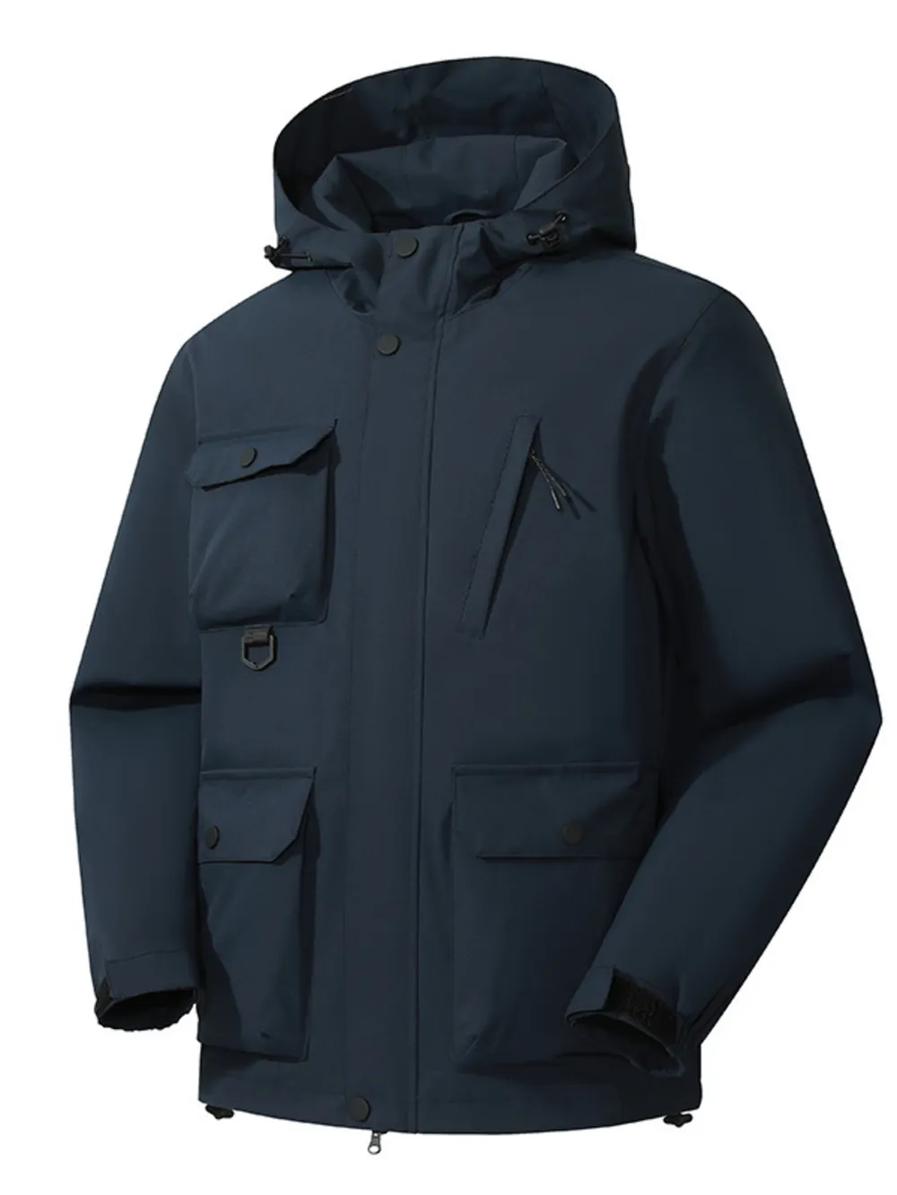 Men's Full Size Multi-Pocket Long Sleeve Hooded Jacket Plus Size, image 9