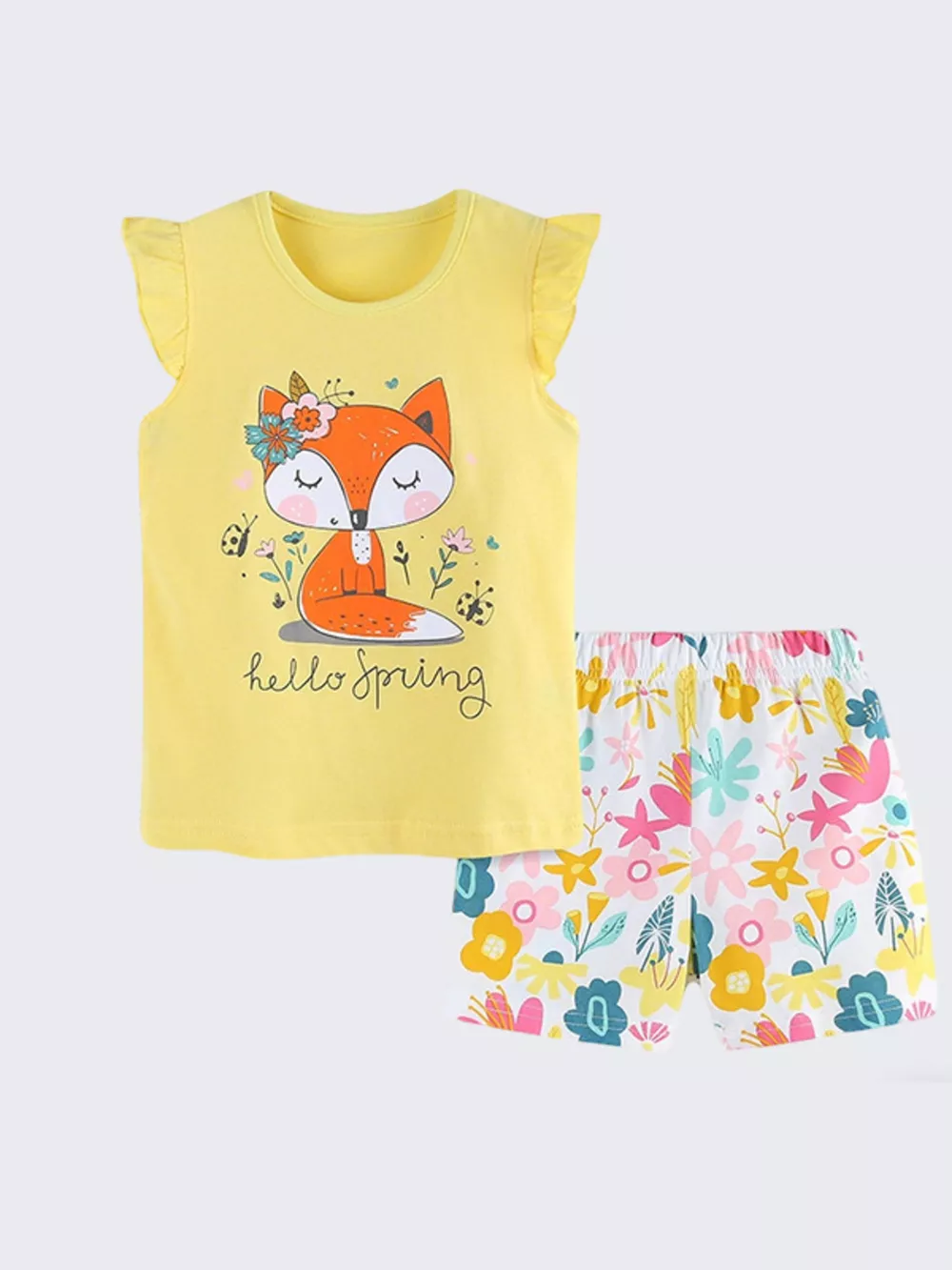 Children's Fox Graphic Ruffled Top and Shorts Set, image 4