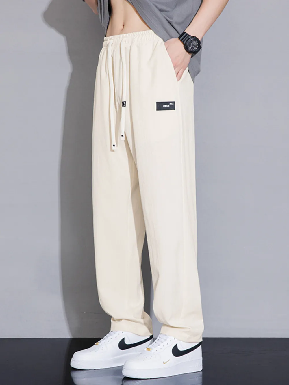 Men's Plus Size Casual Drawstring Wide Leg Pants