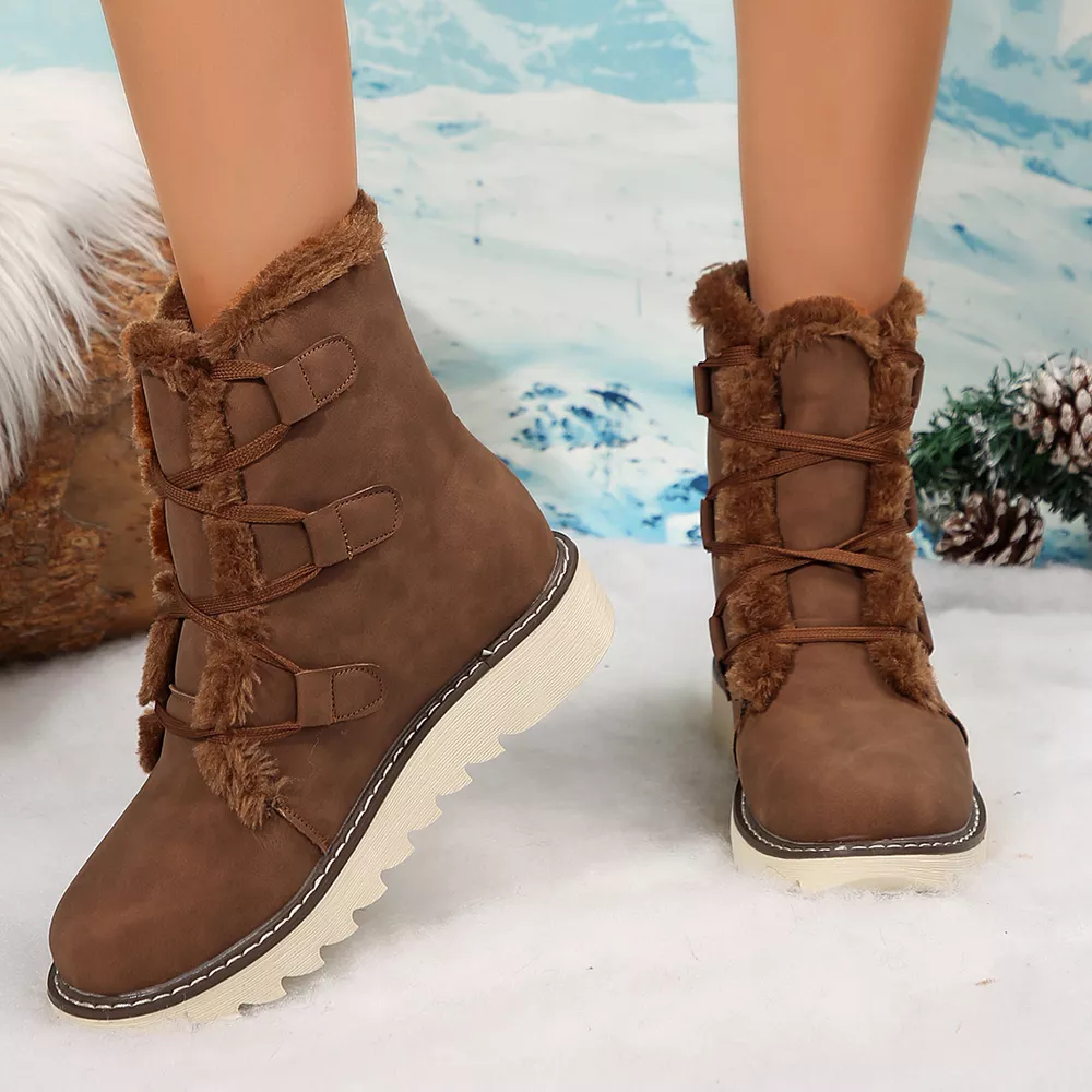 Fuzzy Trim Lace-Up Boots, image 9