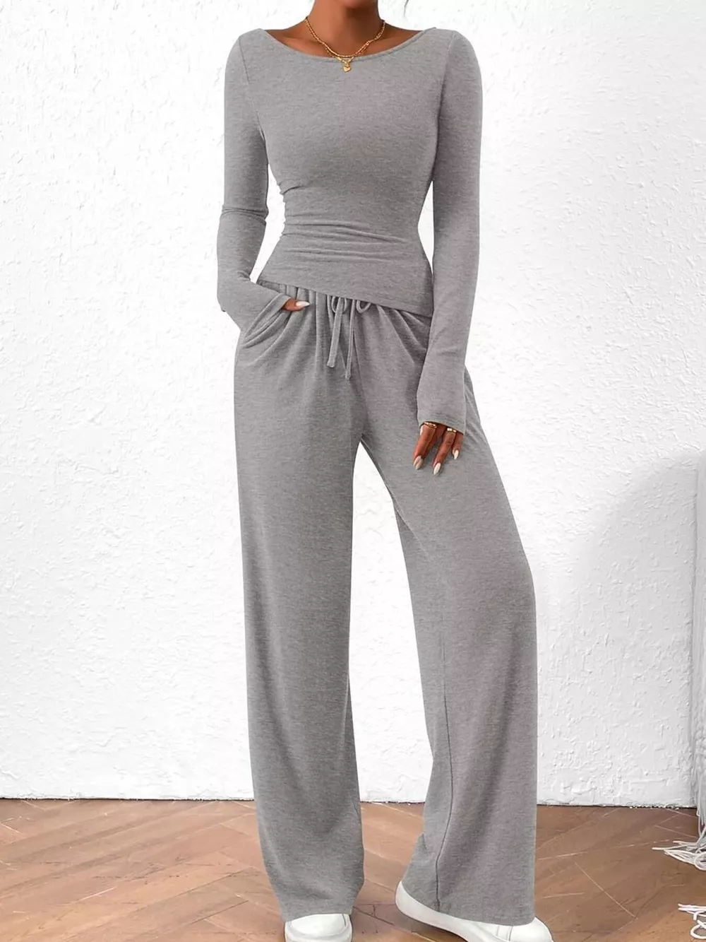 Long Sleeve Top and Wide Leg Pants Set, image 23