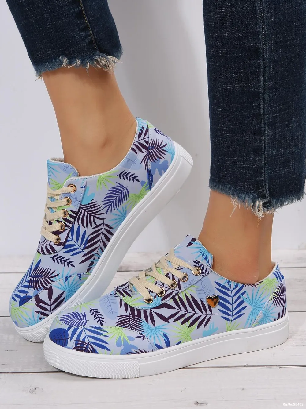 Tropical Leaf Print Canvas Sneakers, image 2
