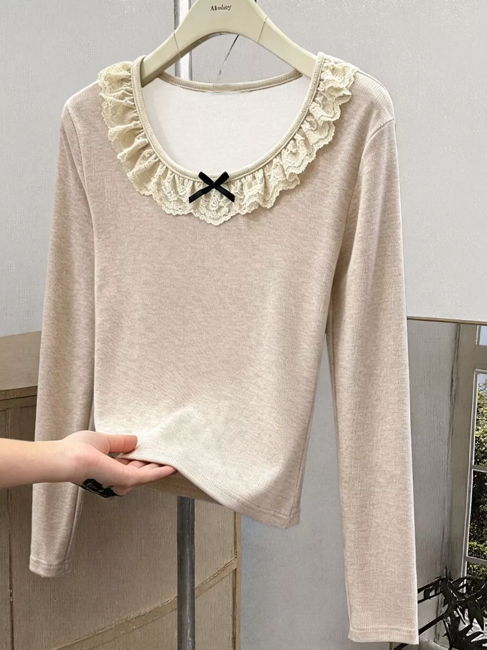 Lace Trim Long Sleeve T-Shirt