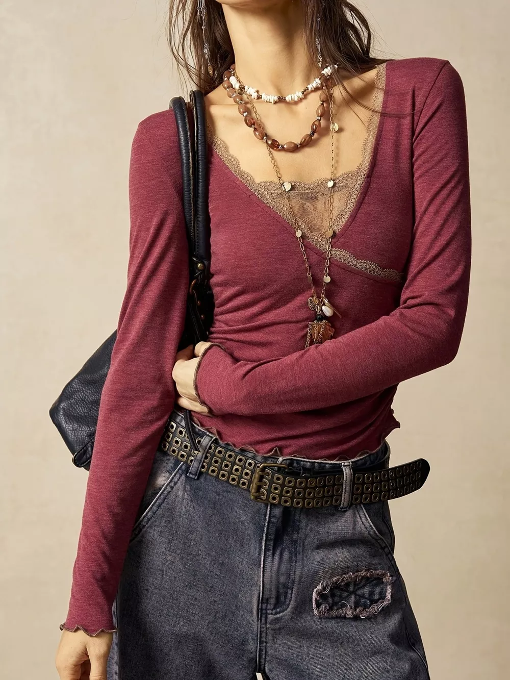 Lace Detail Long Sleeve T-Shirt, image 11