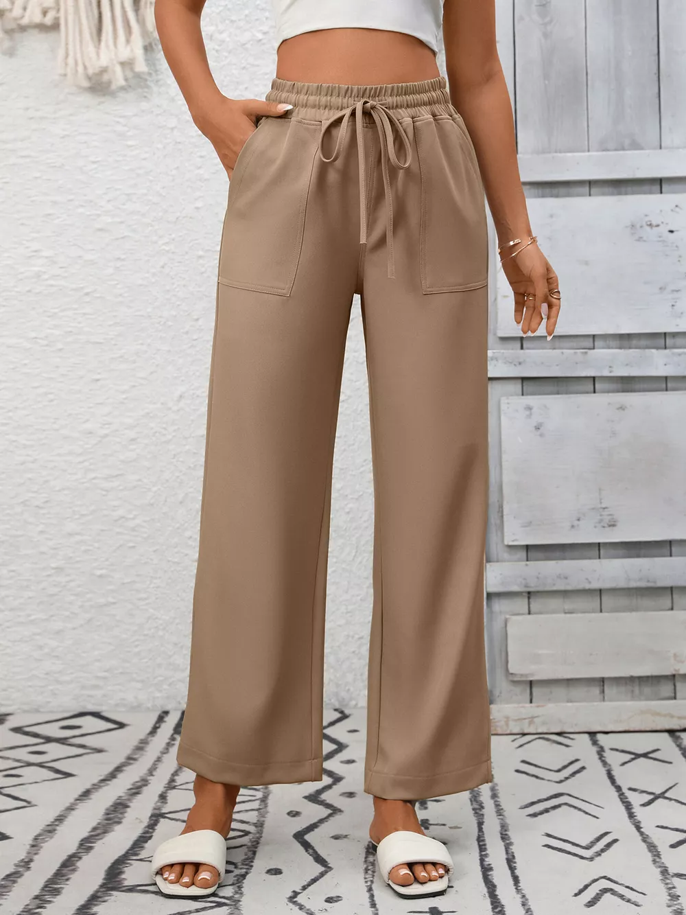 Casual Drawstring Wide Leg Pants, image 14