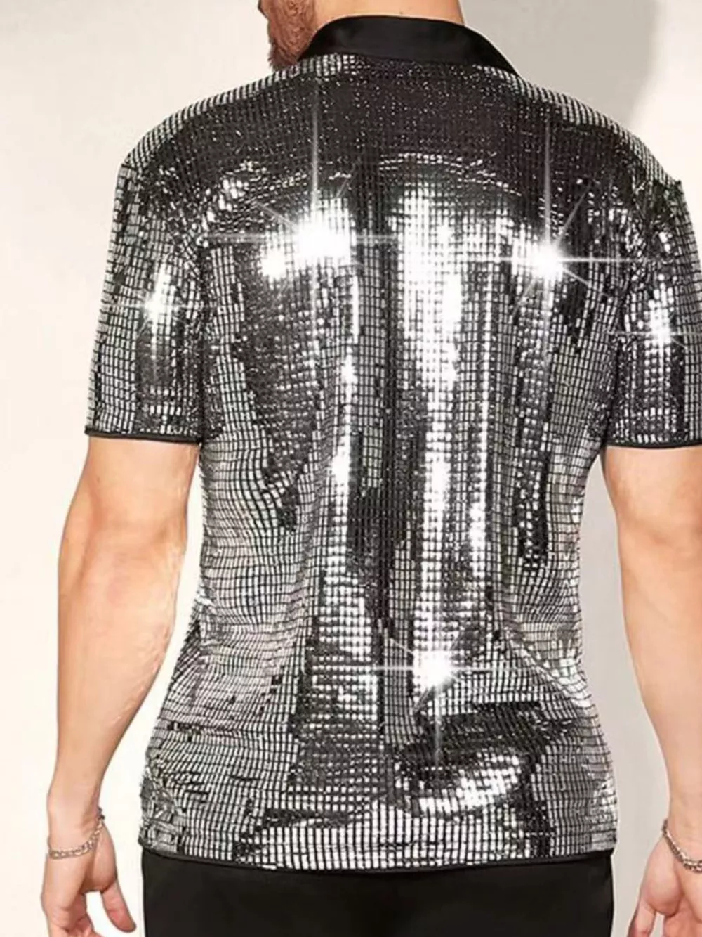 Men's Sequin Button Up Shirt, image 9