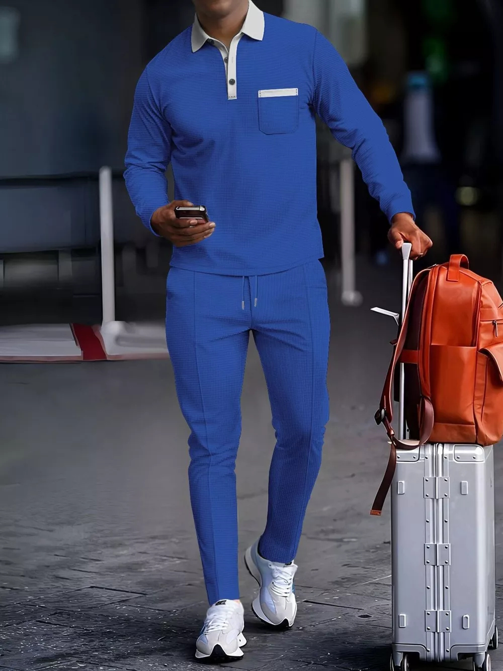 Men's Full Size Long Sleeve Top and Pants Set Plus Size, image 6