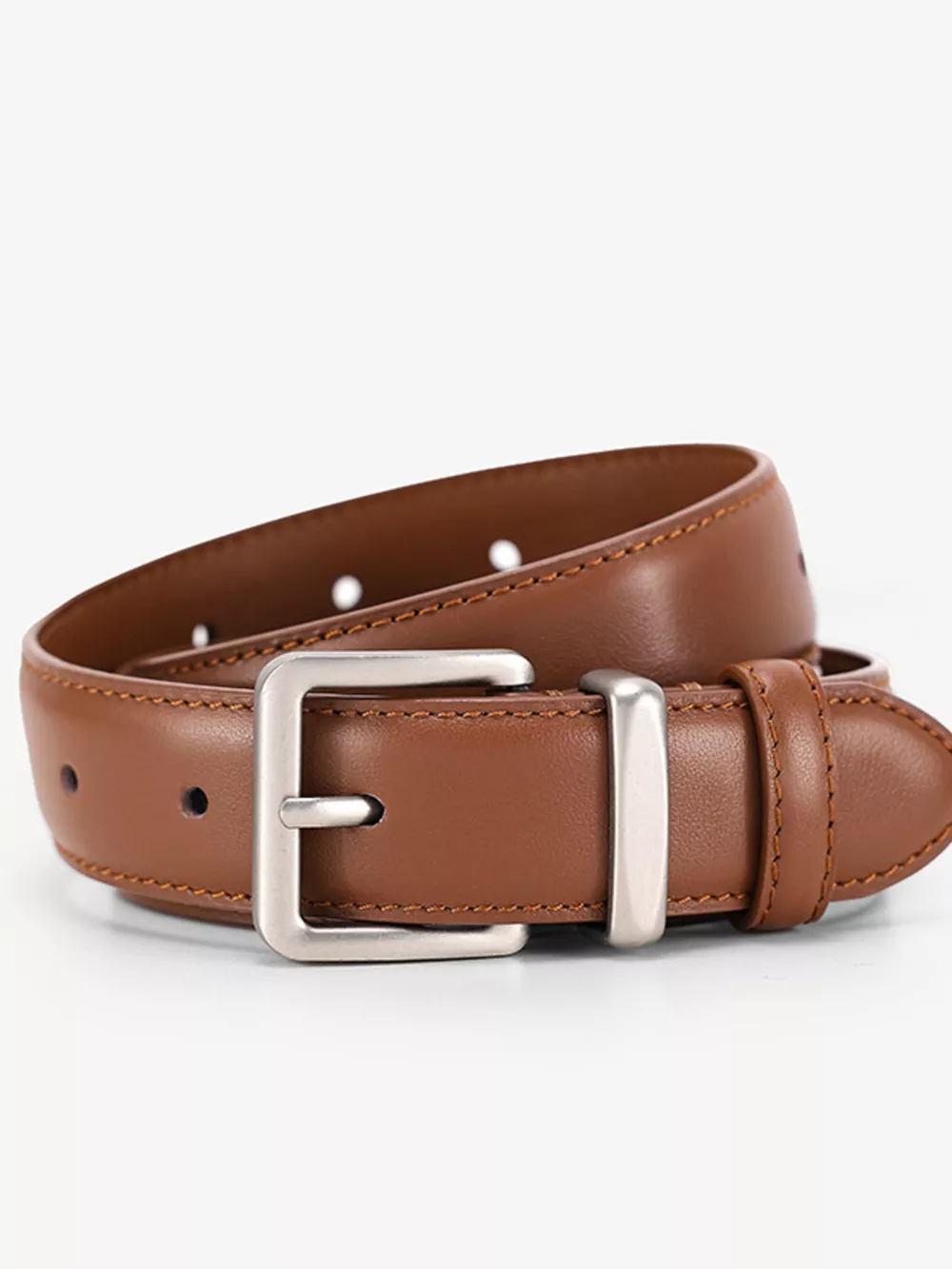 Classic Leather Belt with Silver Buckle, image 4