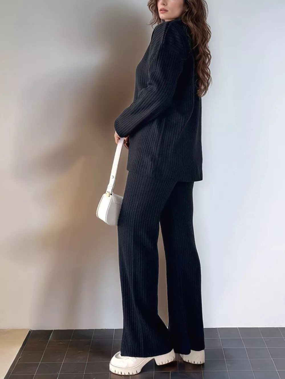 Ribbed Knit Top and Pants Set, image 13