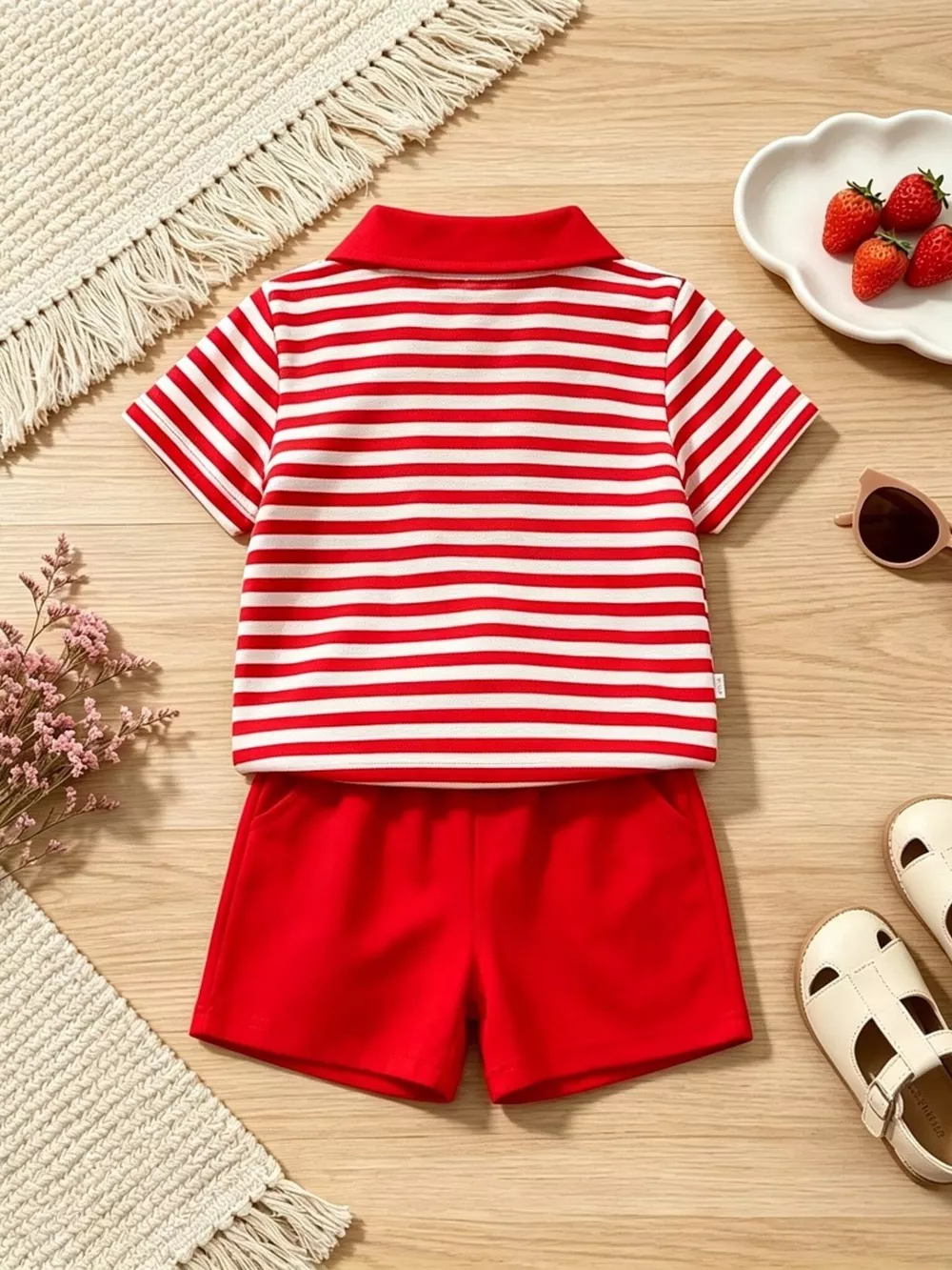 Children's Patriotic Striped Polo & Shorts Set, image 6