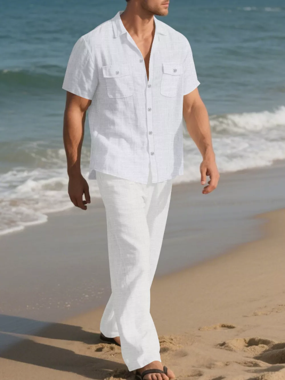 Men's Full Size Casual Button Up Shirt and Pants Set Plus Size, image 13