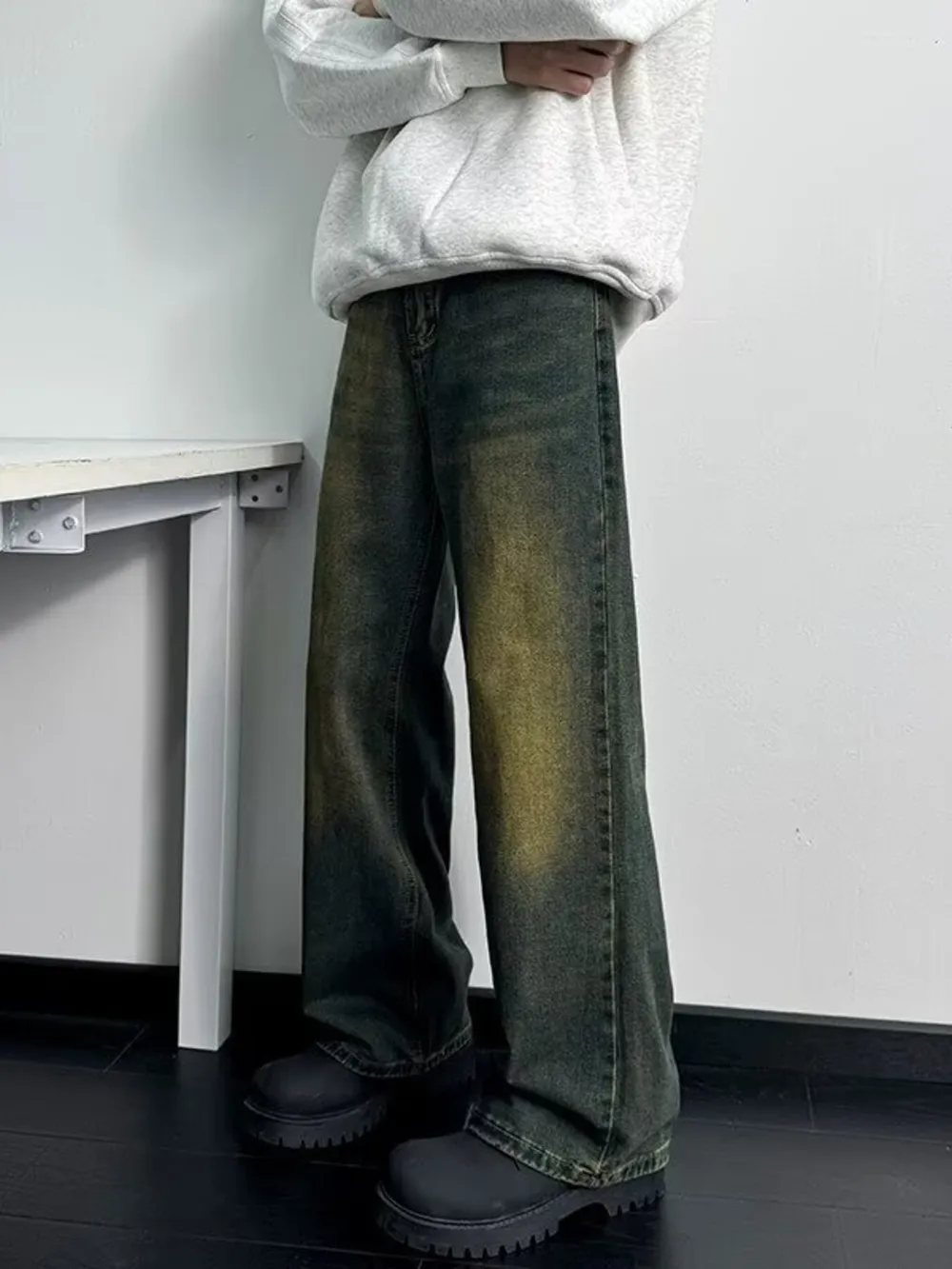 Men's Full Size Wash Wide Leg Jeans Plus Size, image 4