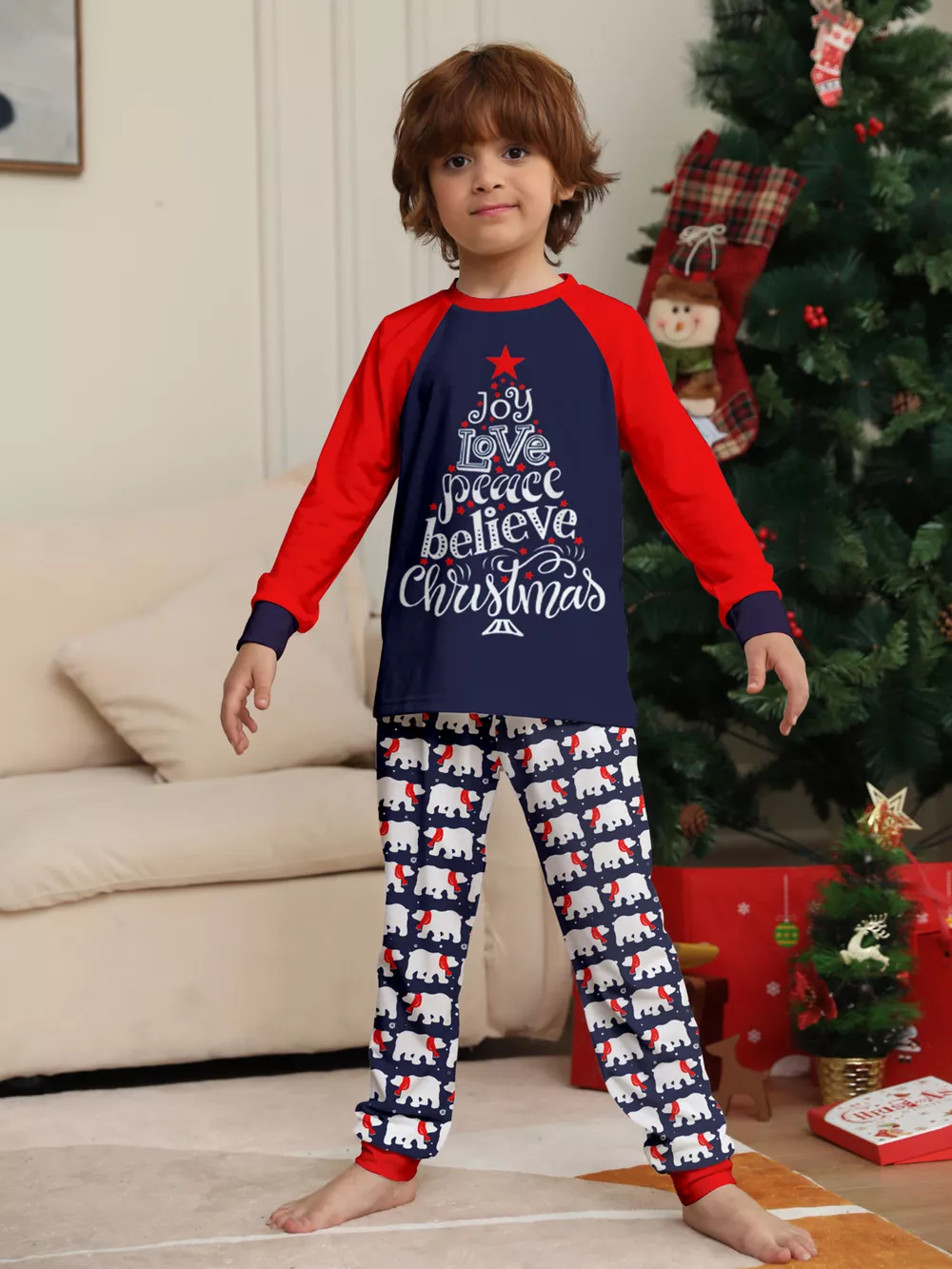 Full Size Matching Family Christmas Pajama Set with Festive Print Plus Size, image 9