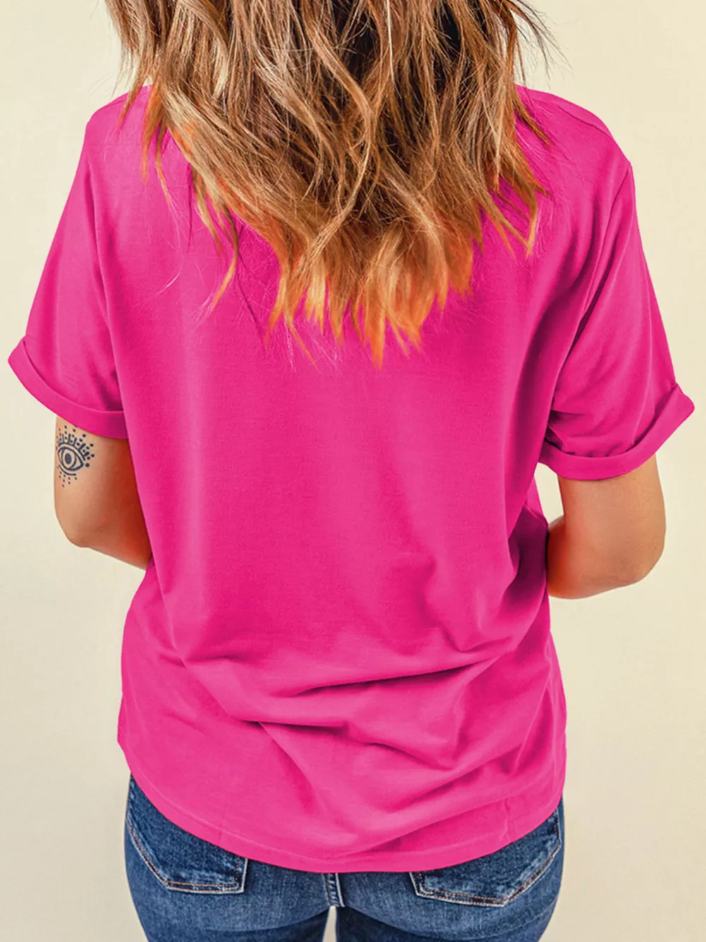 Rhinestone Heart Graphic Crew Neck Valentines Tee, image 5