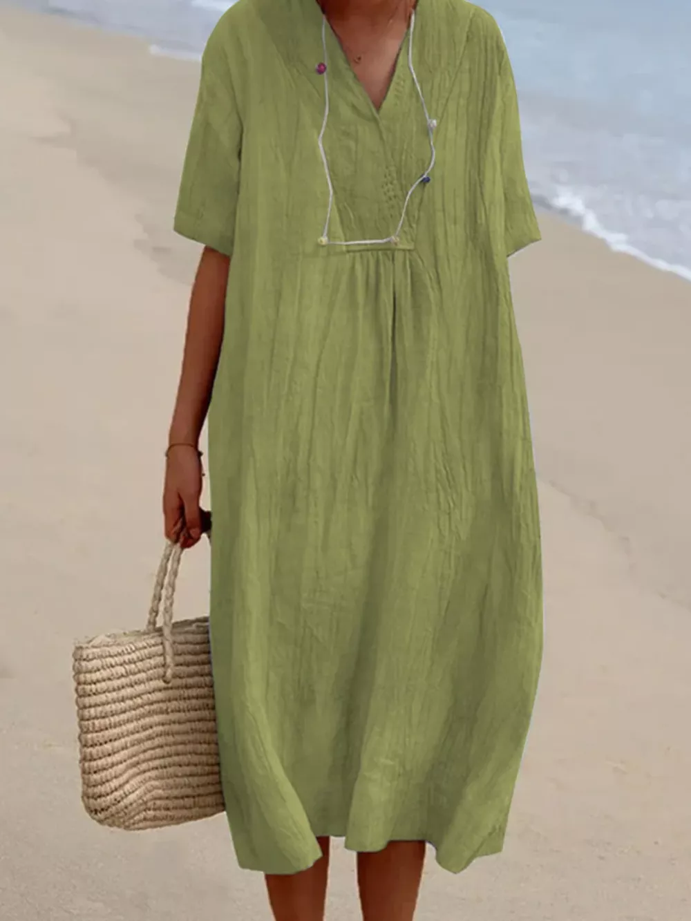 Casual Loose Short Sleeve Midi Dress, image 10