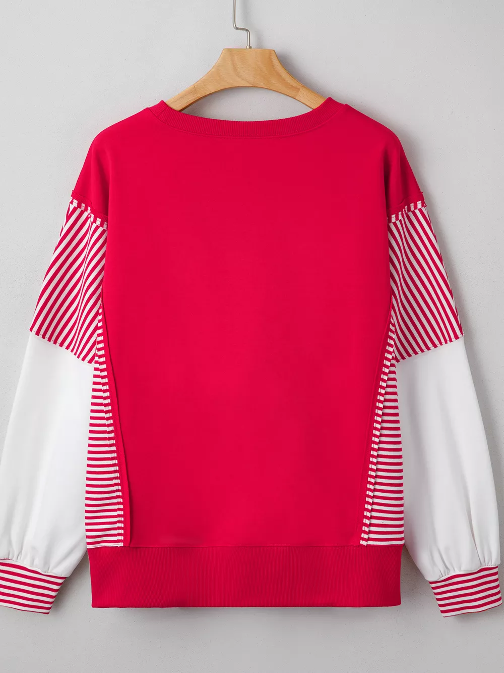 Striped Patchwork Sleeve Colorblock Sweatshirt, image 9