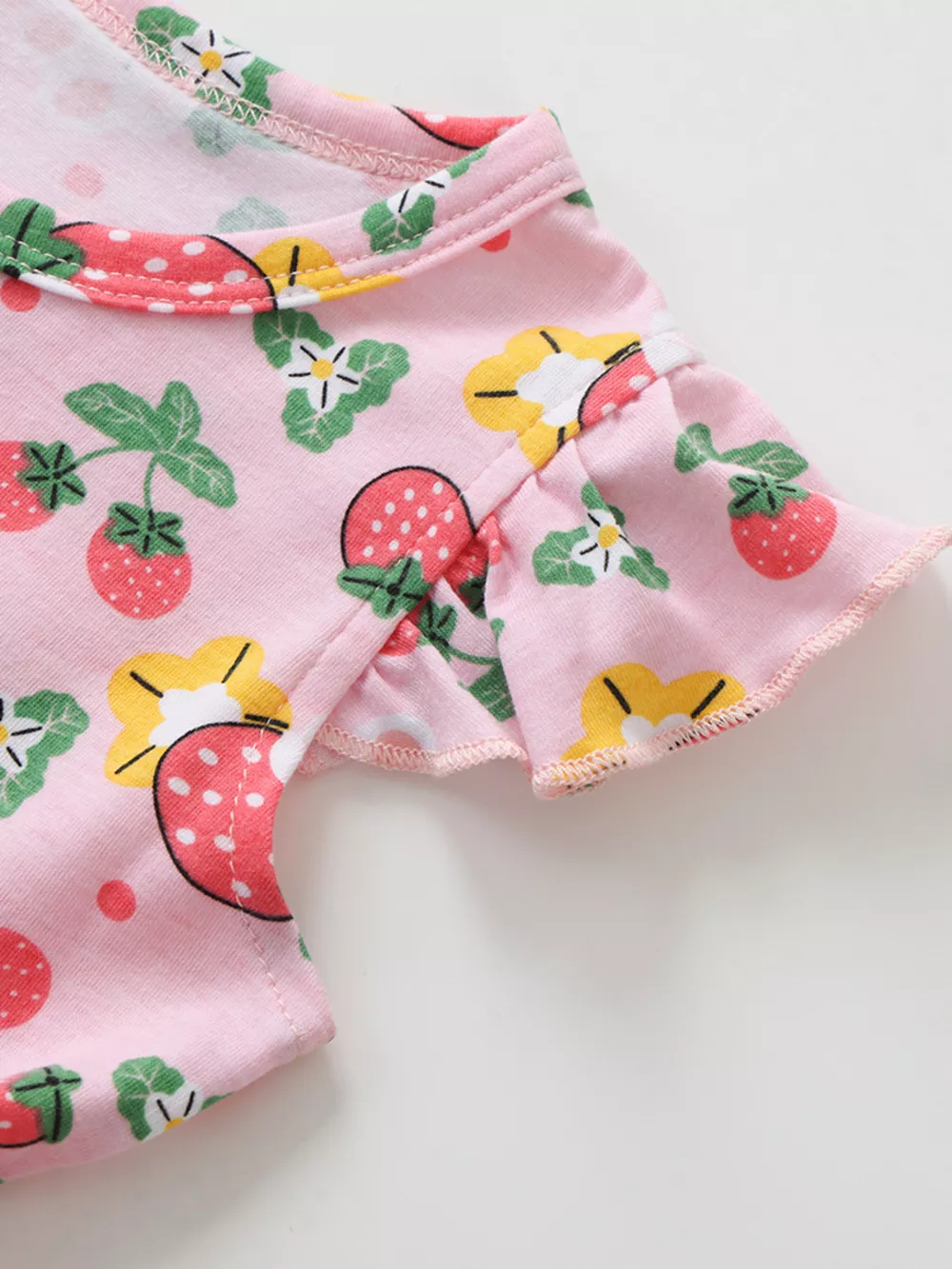 Children's Strawberry Print Ruffle Sleeve Dress, image 3