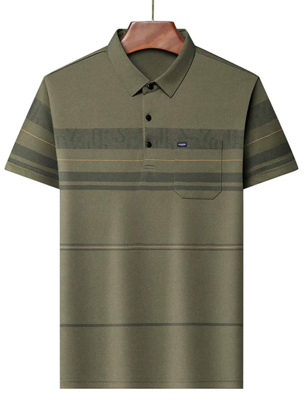 Men's Plus Size Striped Short Sleeve Polo, image 3