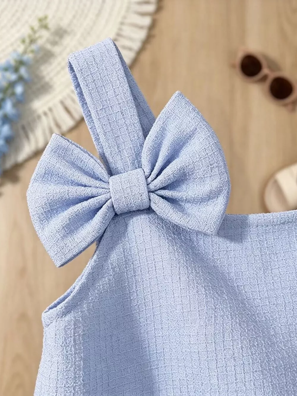 Children's Bowknot Decor Ruffle Hem Sleeveless Dress, image 4