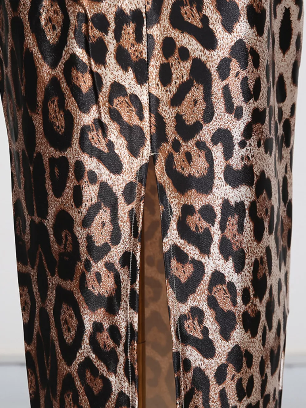 Leopard Print Bodycon Back Slit Midi Dress, image 12