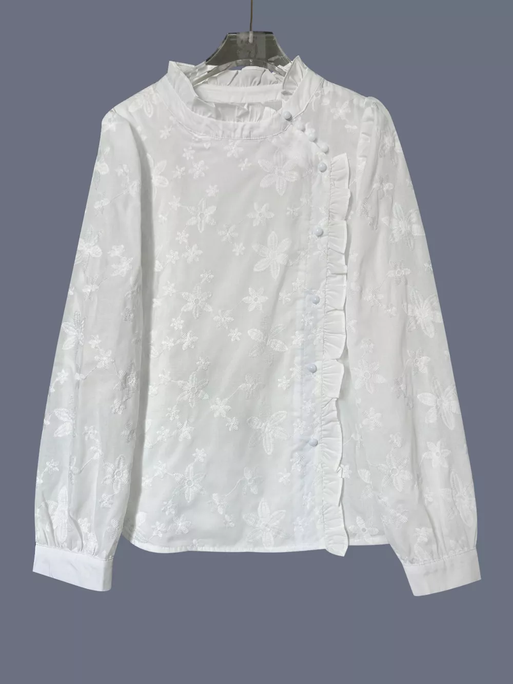 Floral Embroidered Ruffle Trim Blouse, image 6