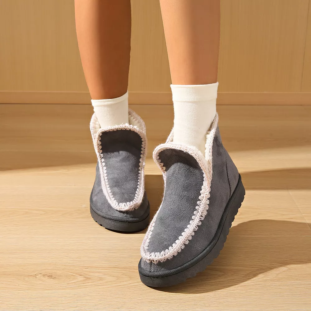 Contrast Crochet Trim Winter Boots, image 4