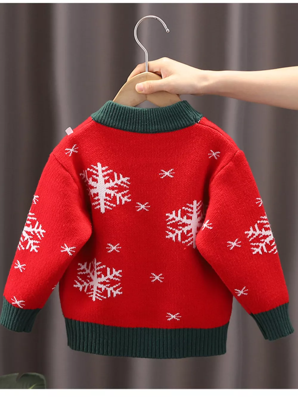 Children's Christmas Reindeer Snowflake Knitted Sweater, image 6