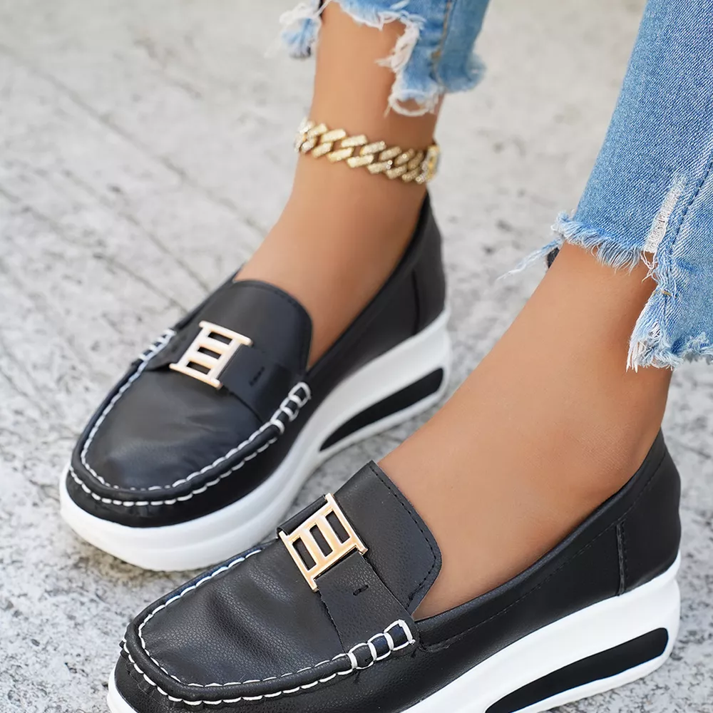 Metal Buckle Round Toe Slip-Ons, image 3