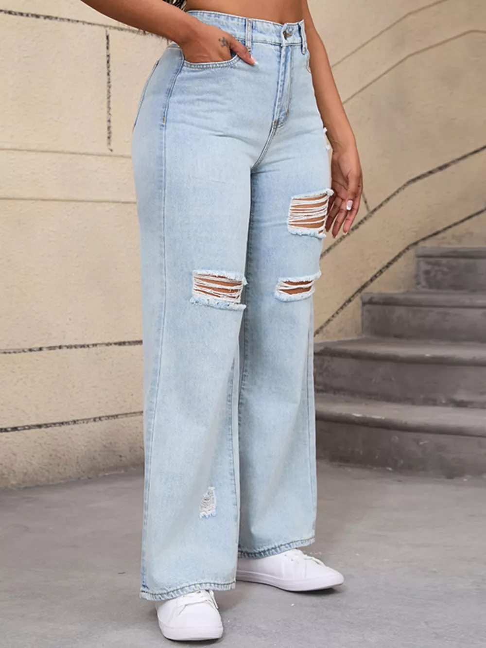 Distressed Wide-Leg Jeans, image 7