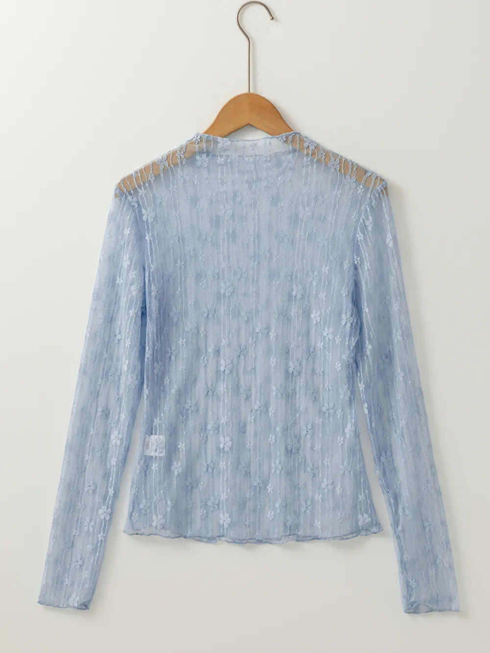 Lace See-Through Long Sleeve Blouse, image 7