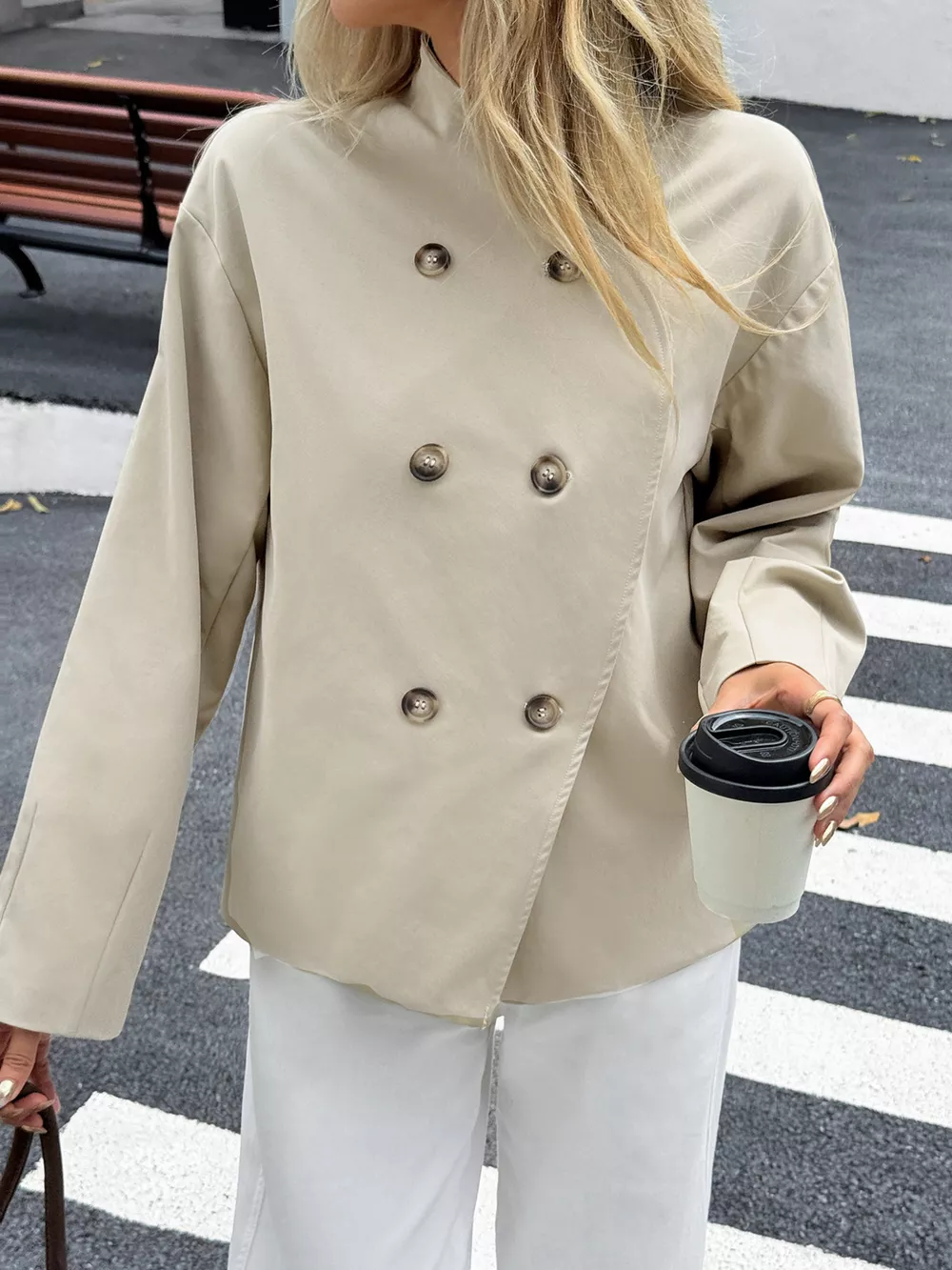 Double-Breasted Long Sleeve Jacket, image 3