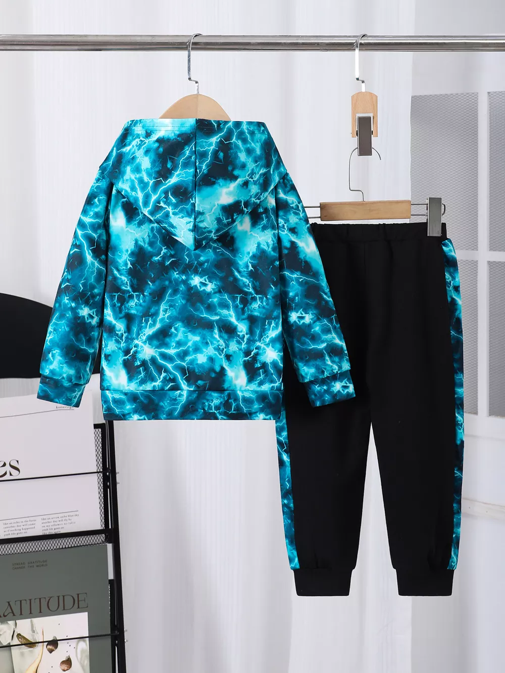 Children's King Letter Lightning Hoodie & Pants Set, image 2