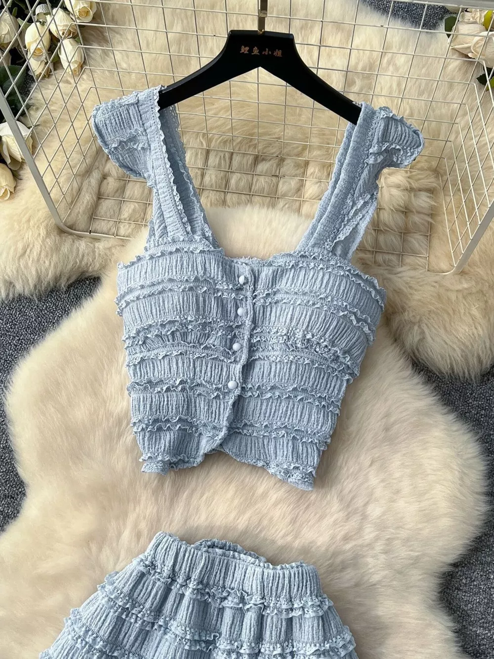 Textured Crop Top and Tiered Skirt Set, image 23