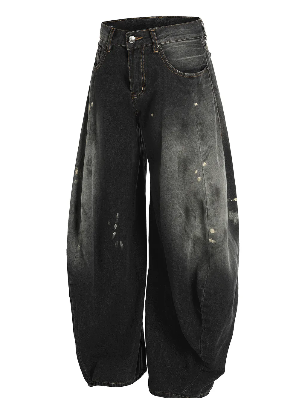 Men's Washed Balloon Wide Leg Jeans, image 2