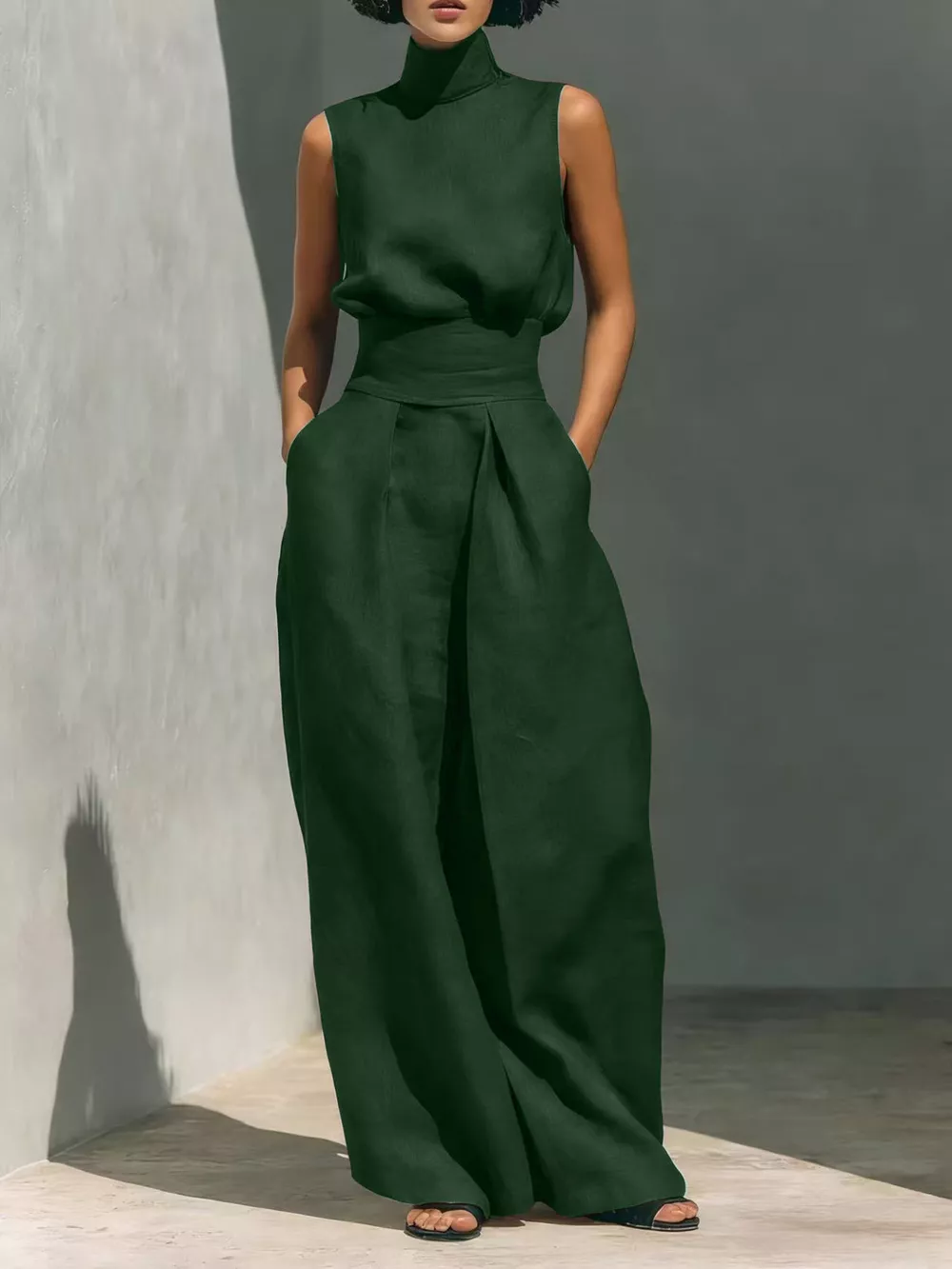 Full Size Sleeveless Wide-Leg Jumpsuit with Smocked Waist Plus Size, image 18