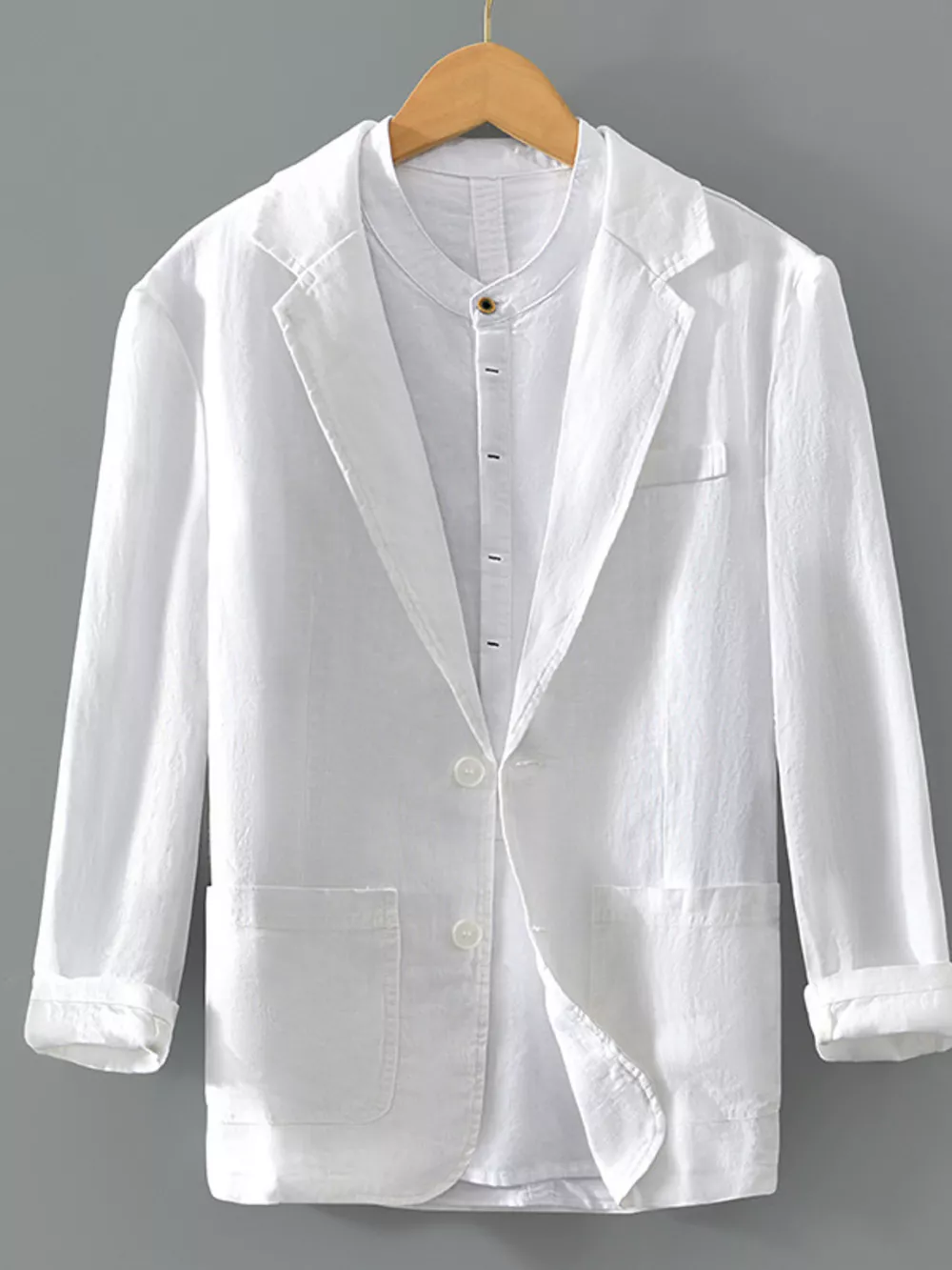 Men's Plus Size Lapel Collar Button Up Blazer, image 2