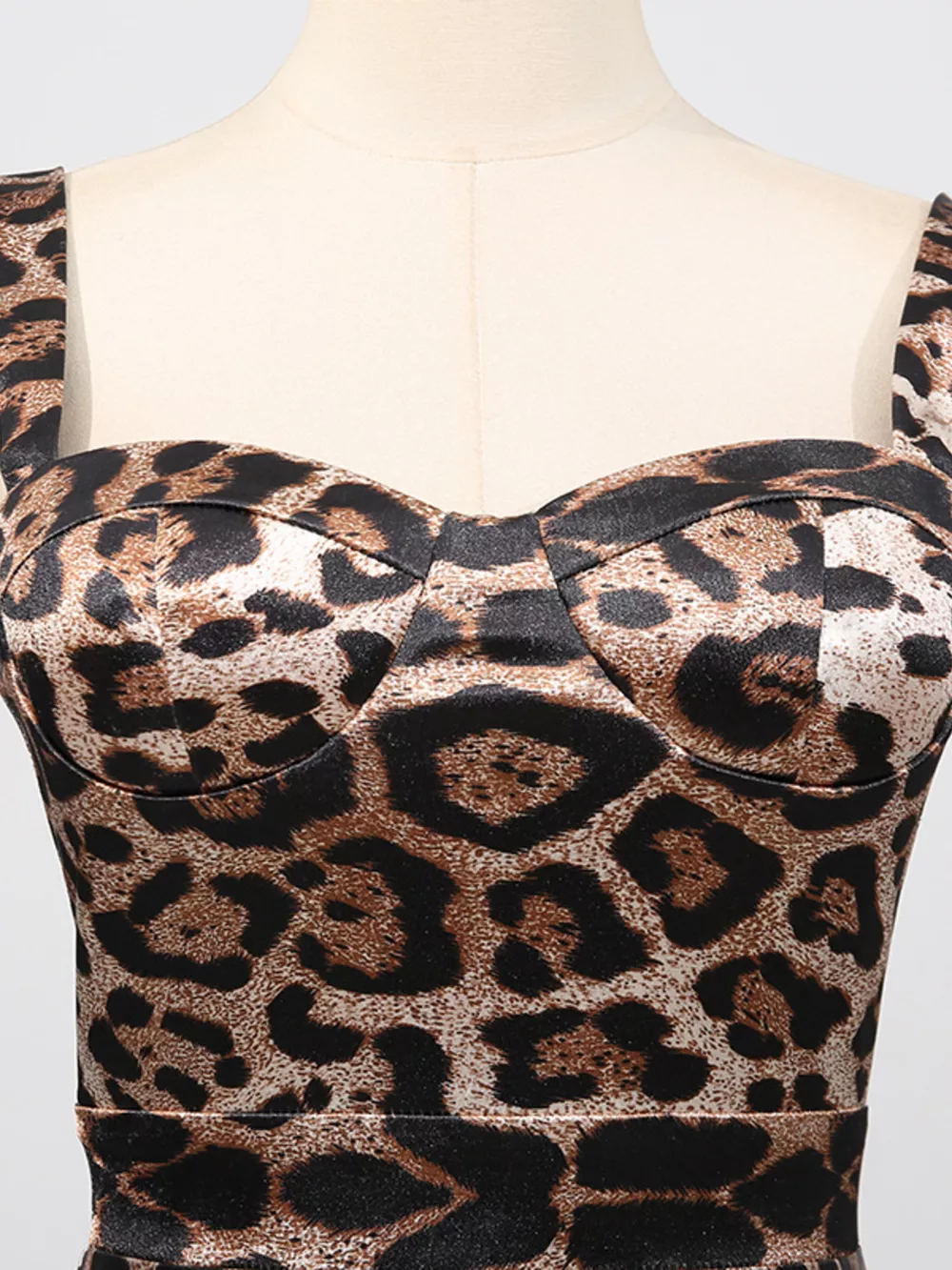 Leopard Print Bodycon Back Slit Midi Dress, image 6