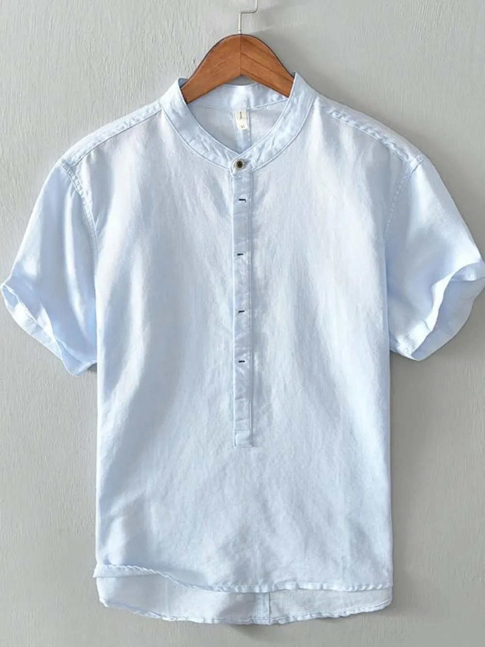 Men's Full Size Casual Button Detail Short Sleeve Blouse Plus Size, image 2