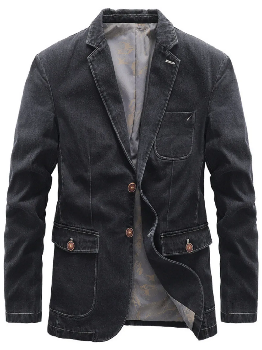 Men's Full Size Lapel Collar Long Sleeve Blazer Plus Size