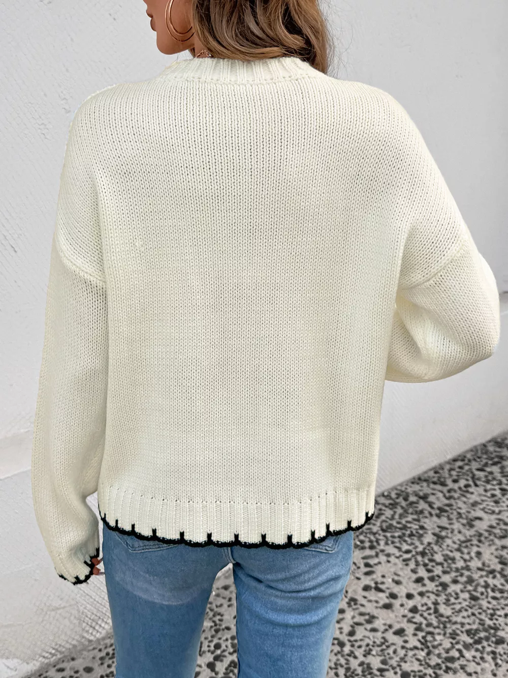 Cable Knit Round Neck Sweater, image 7