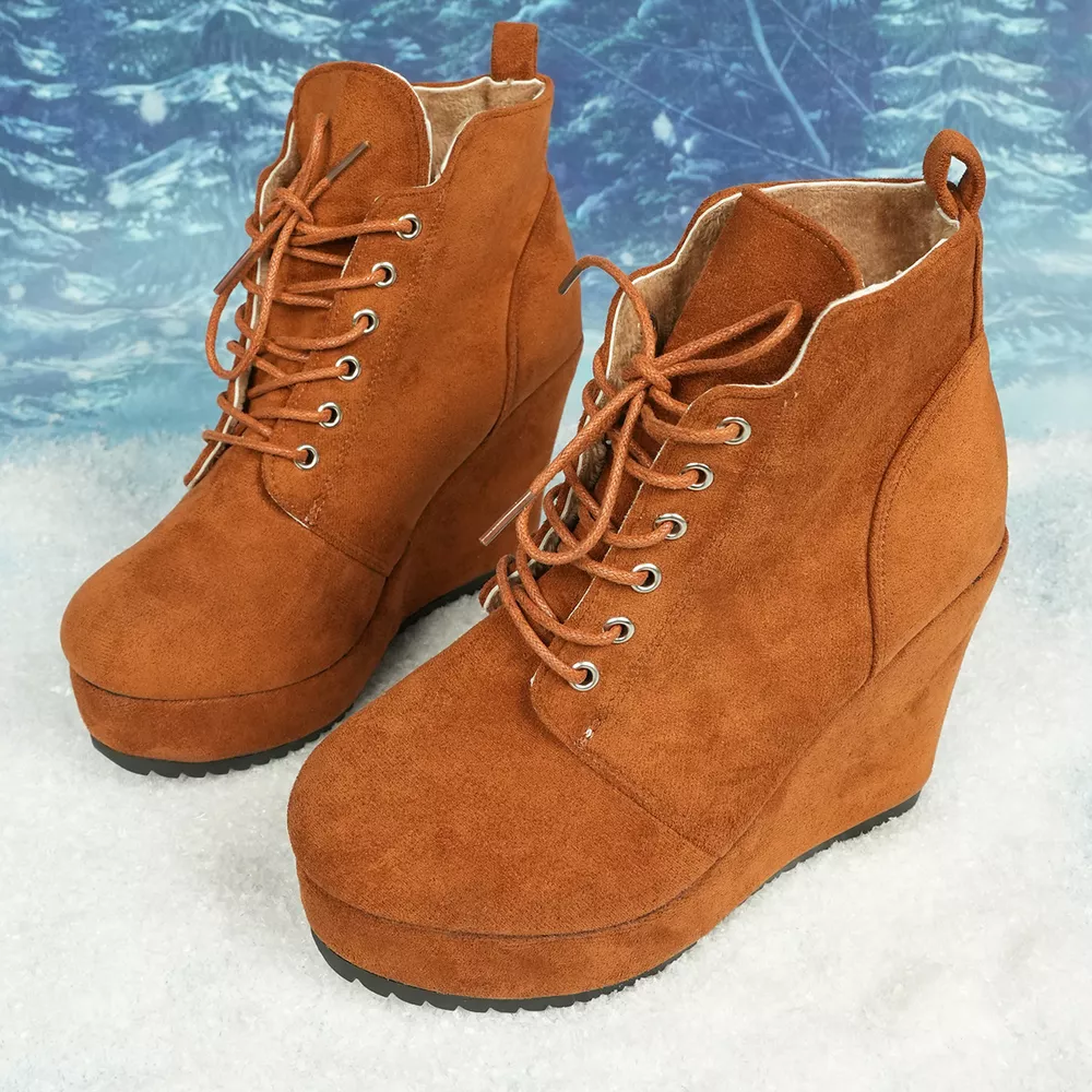 Lace-Up Wedge Ankle Boots, image 4