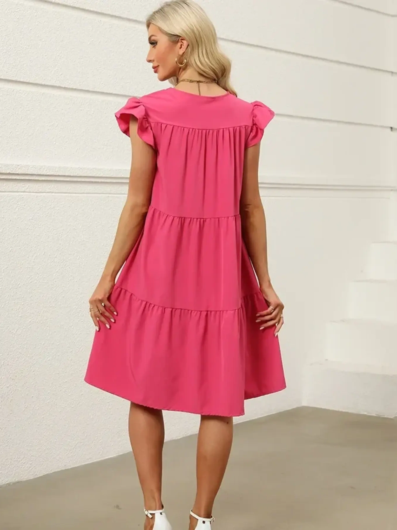 Tiered Ruffle Sleeve Mini Dress, image 3