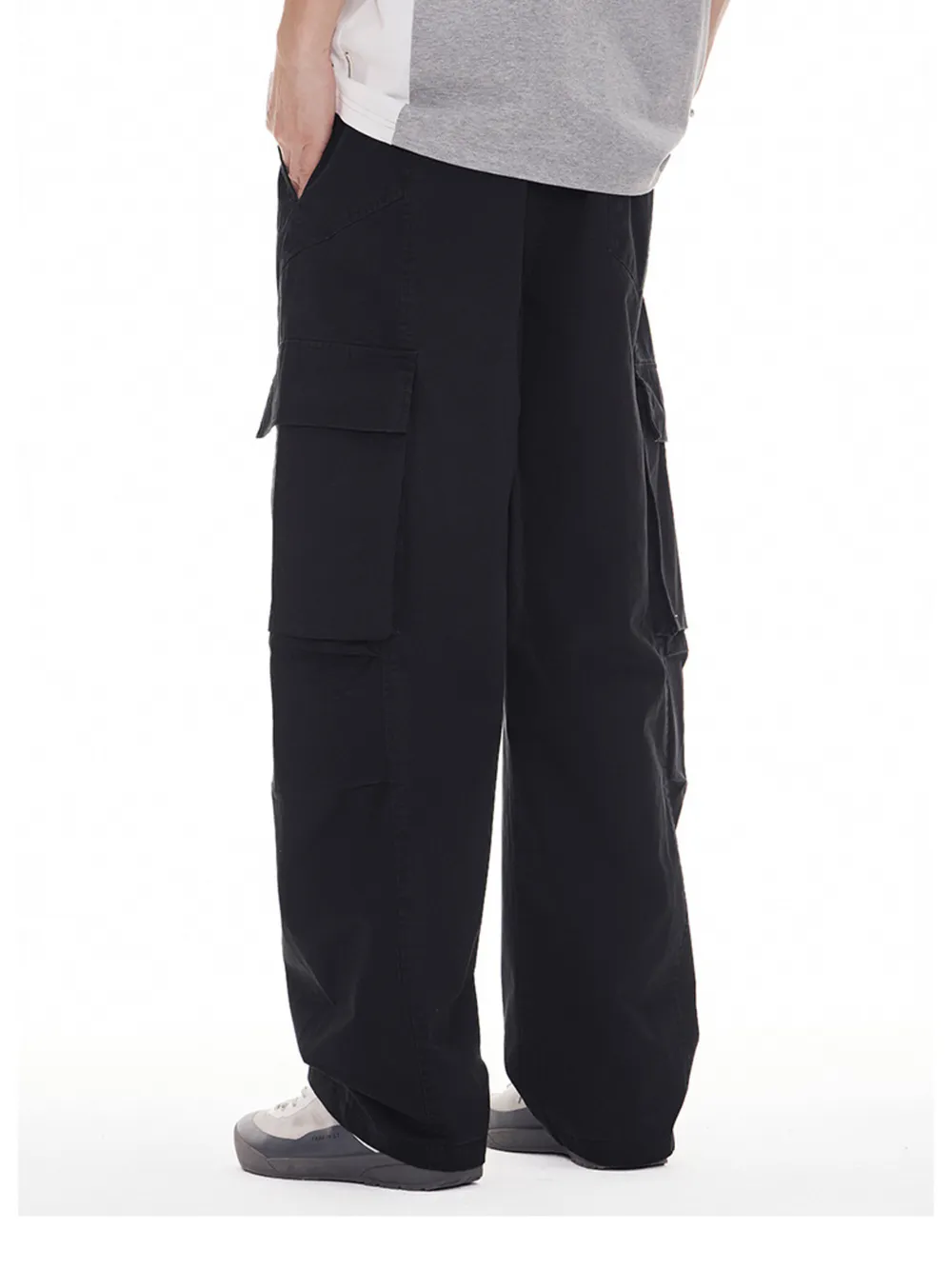 Men's Plus Size Wide Leg Cargo Drawstring Pants, image 5