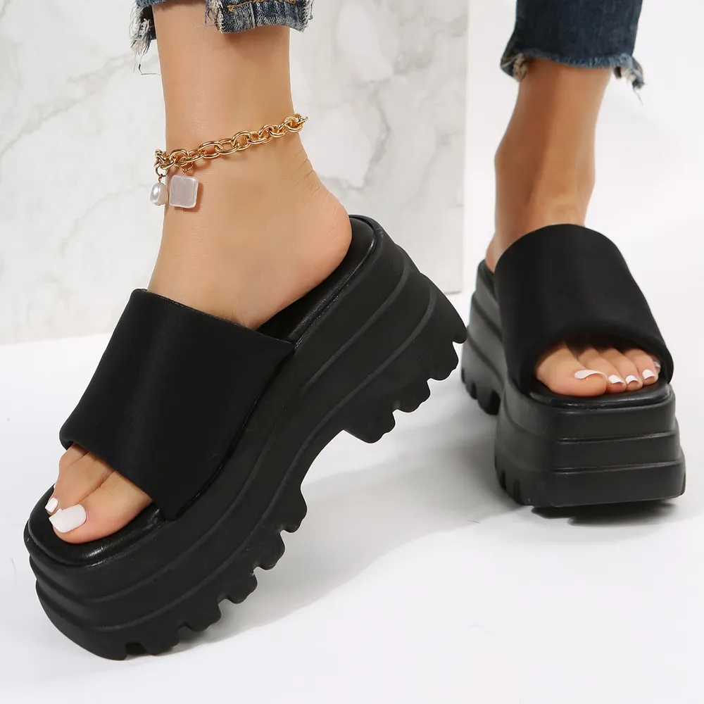 Open Toe Platform Slide Sandals, image 4